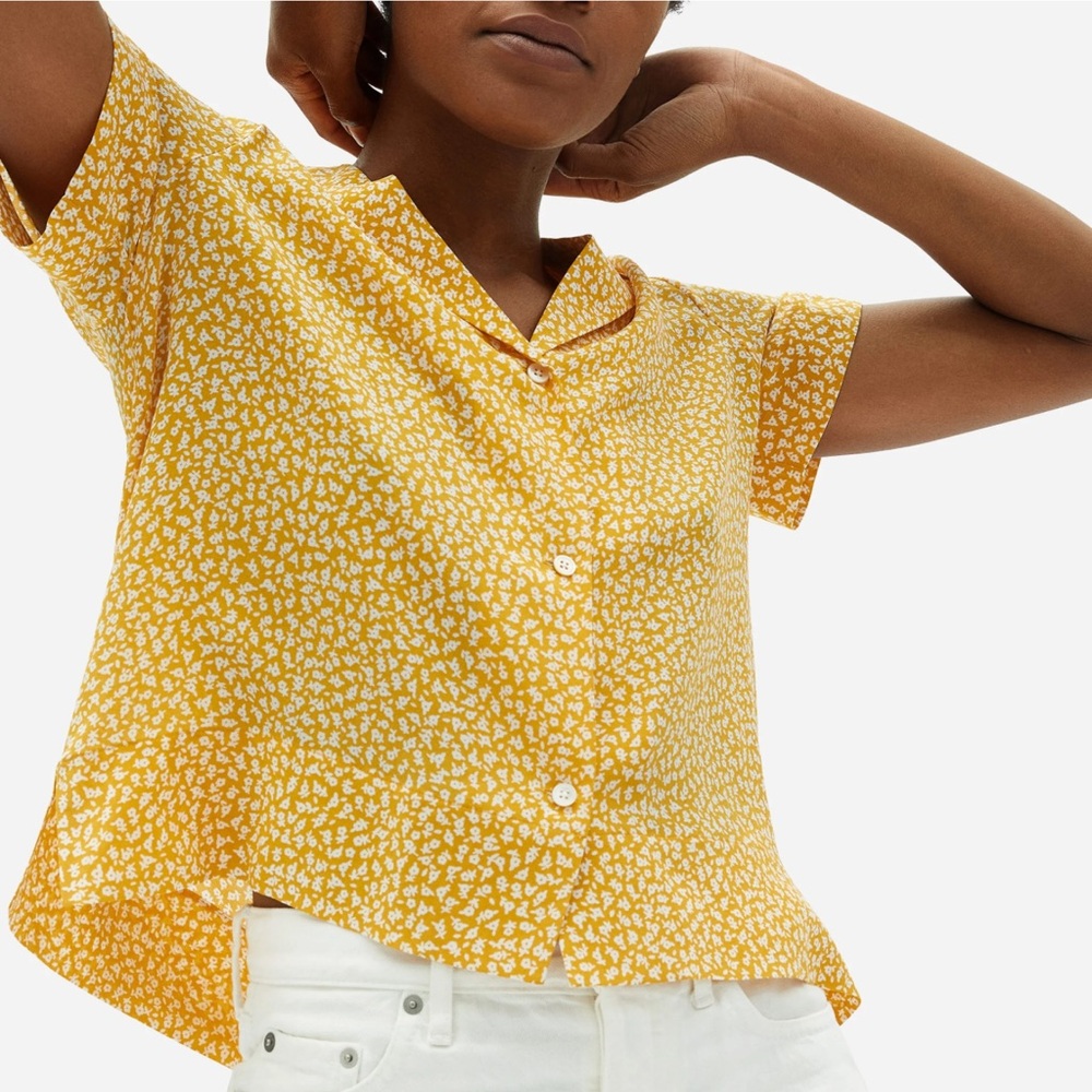 Everlane Clean Silk Short Sleeve Button Down Shirt